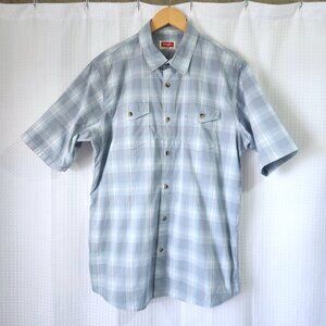 Wrangler Plaid Shirt Men's Large Short Sleeve Blue Short Sleeve Western …